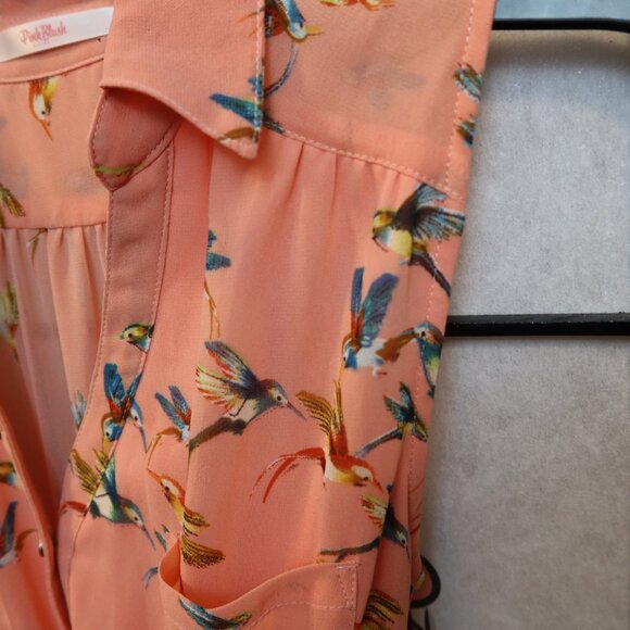 Pinkblush Floral Mini Dress - Peach and Blue Bird Pattern Maternity Dress - Picture 8 of 16